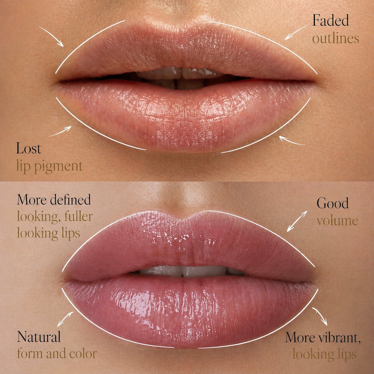 Lip correction — restoring faded outlines, lost pigment, and natural form